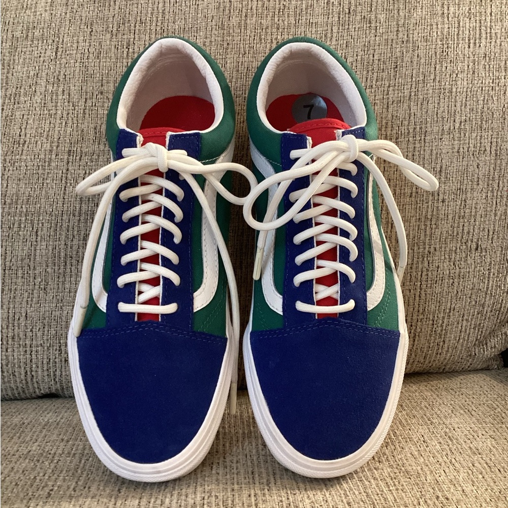 Vans Blue and Green Sneakers with Signature Side Stripe